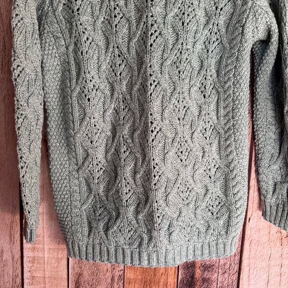 Blarney Woolen Mills Cardigan Sweater Merino Wool Lace Detail Aran Lumber Medium - Picture 5 of 10